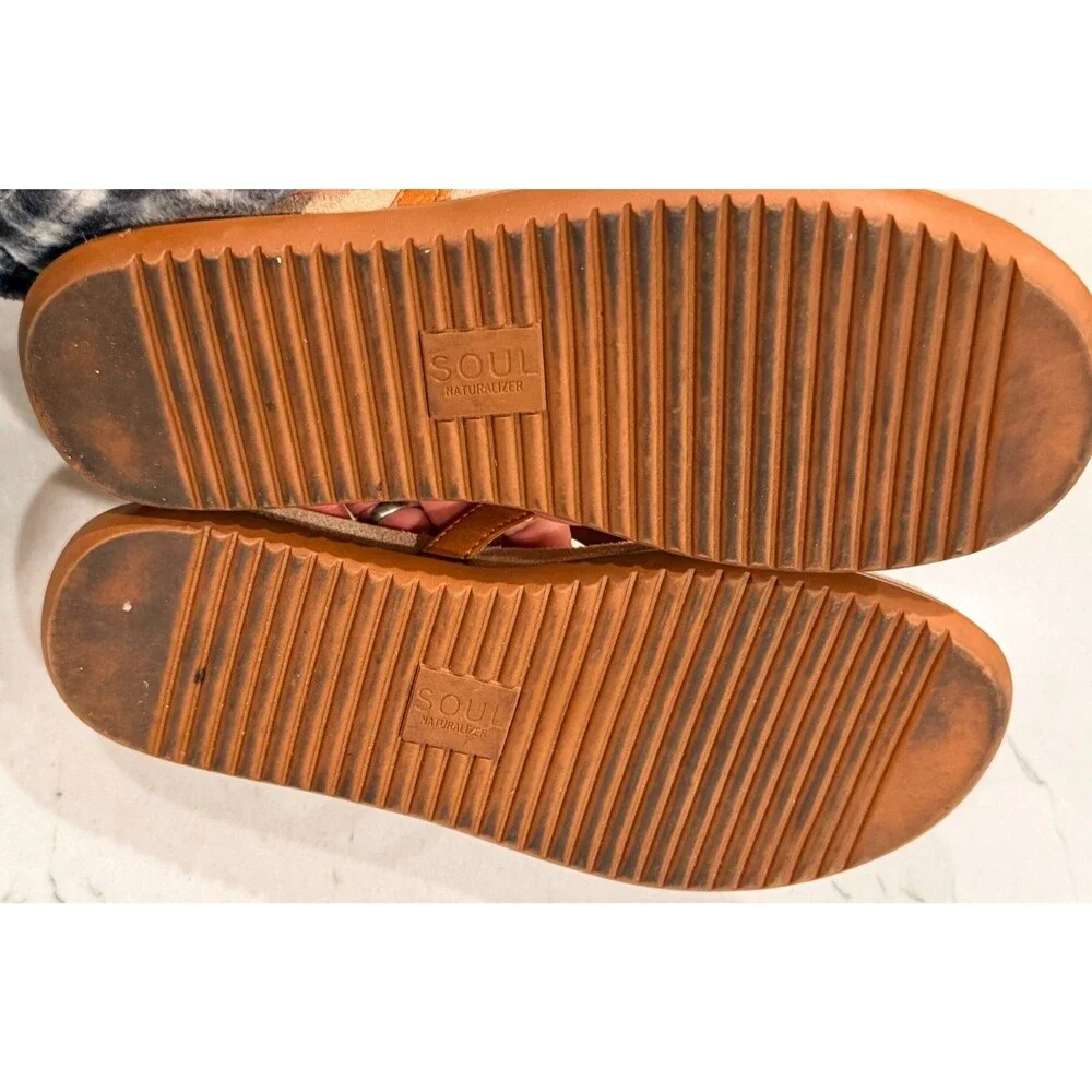 Soul Naturalizer Janice Sandals Slip-on Thong Womens Sz 7.5 M  Brown